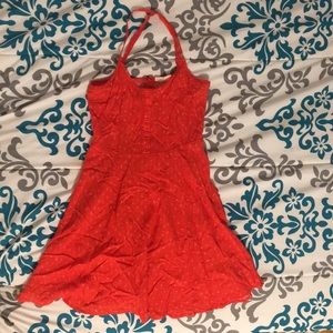 Red with white pattern dress